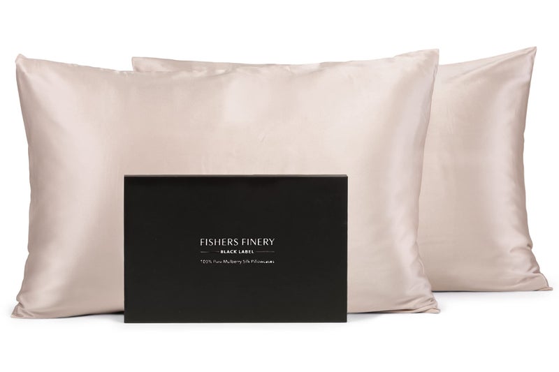 Fishers Finery 30mm 100% Pure Mulberry Silk Pillowcase Set, Quality Tested (Taupe, Queen, 2 Pack) - Image 1